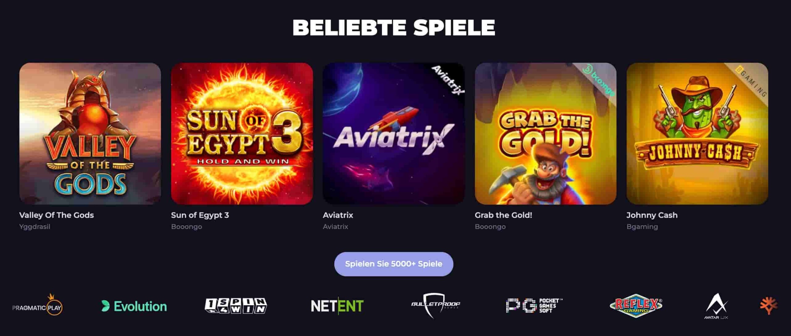 CryptoLeo Spieleangebot - Slots, Live Casino und Tischspiele