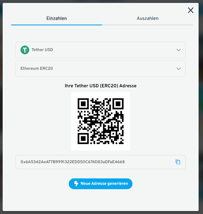 Cryptorino Einzahlungsadresse